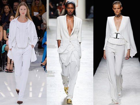 Glacial Grey che diventa un Total White nei look visti in passerella da Balmain a Saint Laurent - fonte: elle.it