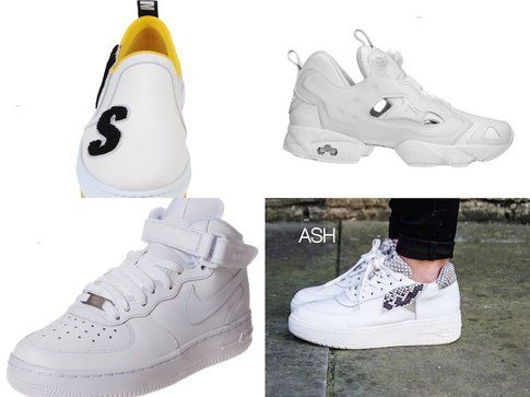 Sneakers bianche proposte da MSGM, Rebook, Nike e ASH