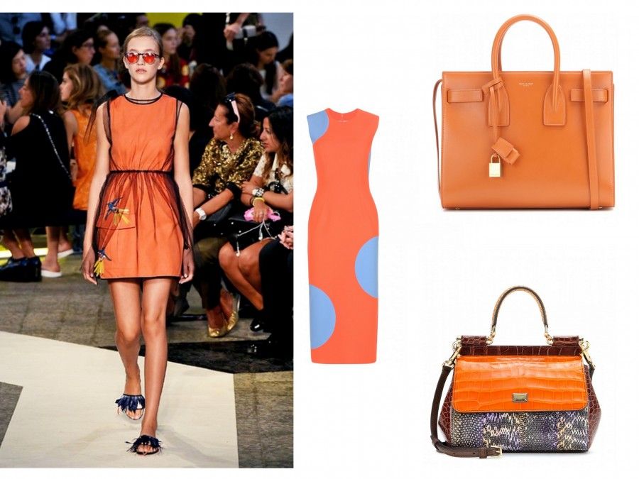 Look Tangerine di MSGM, accessori di Saint Laurent, Dolce e Gabbana e Rocksanda