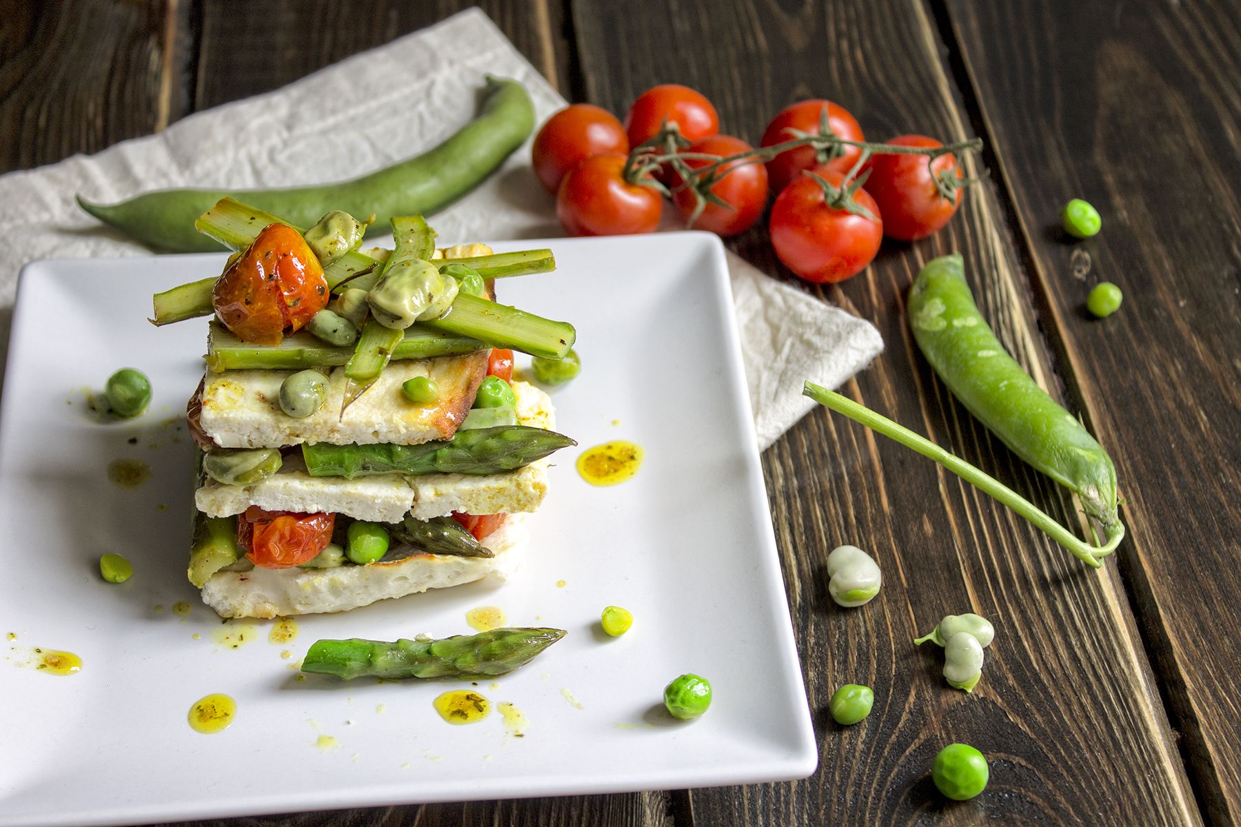 Ricotta al forno con caponata di verdure