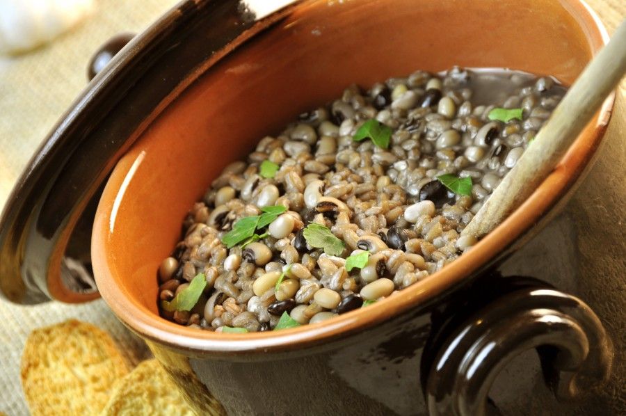 rustic soup of beans and spelt