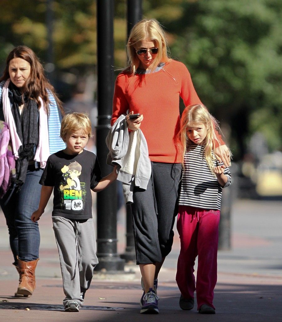 Gwyneth Paltrow and kids at a playground in New York