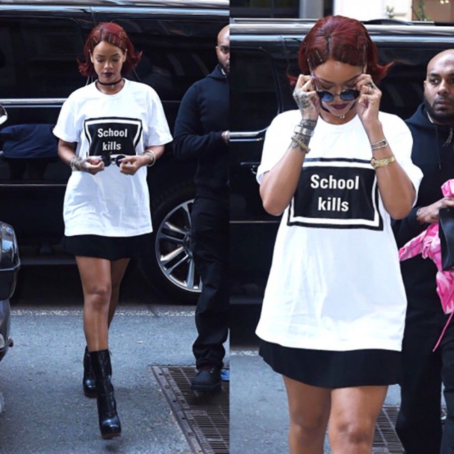 school kills creativity rihanna white tshirt-1200x1200