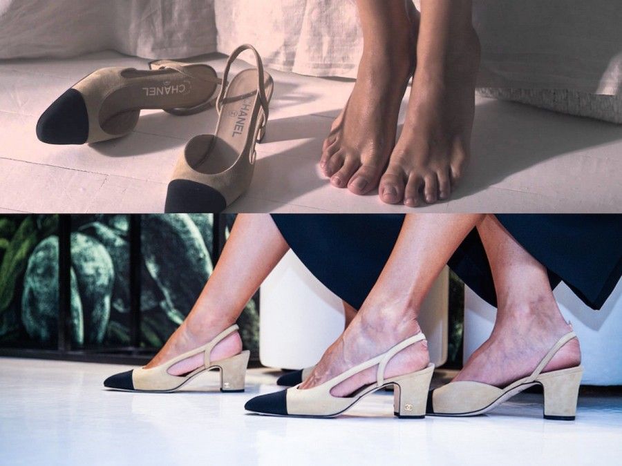 Le scarpe Chanel SlingBack in uno scatto della campagna lanciata su Youtube