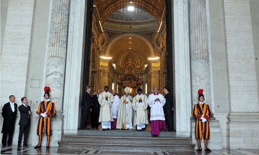 Citta' del Vaticano 11/04/2015, cerimonia per la bolla di indizione del Giubileo della Misericordia.  Nella foto papa Francesco