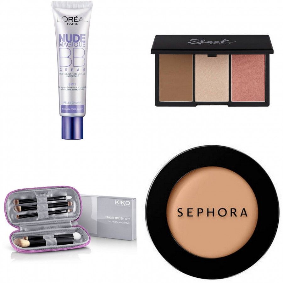 BB Cream L'Oreal Paris, Palette viso Sleek, correttore Sephora, Pennelli KIKO