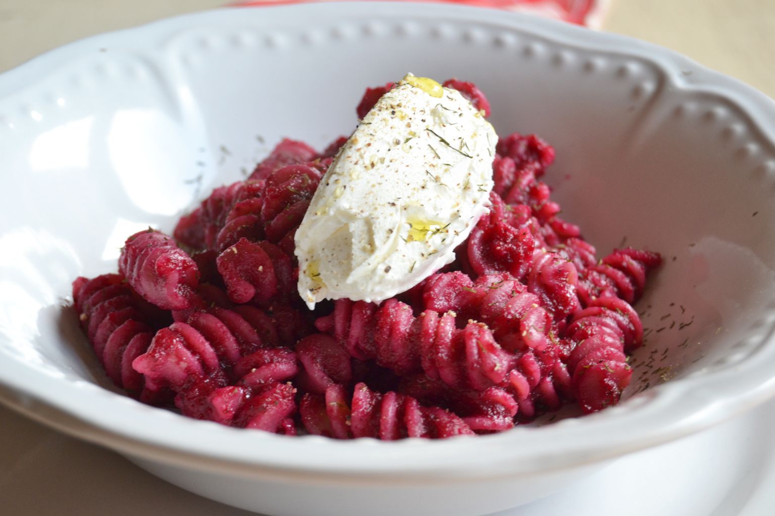 Pasta con crema di rape rosse