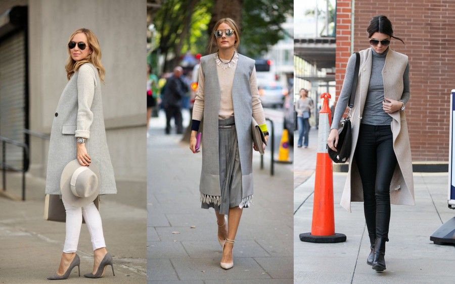 Street Style look per indosssare un gilet sui toni del beige e del grigio