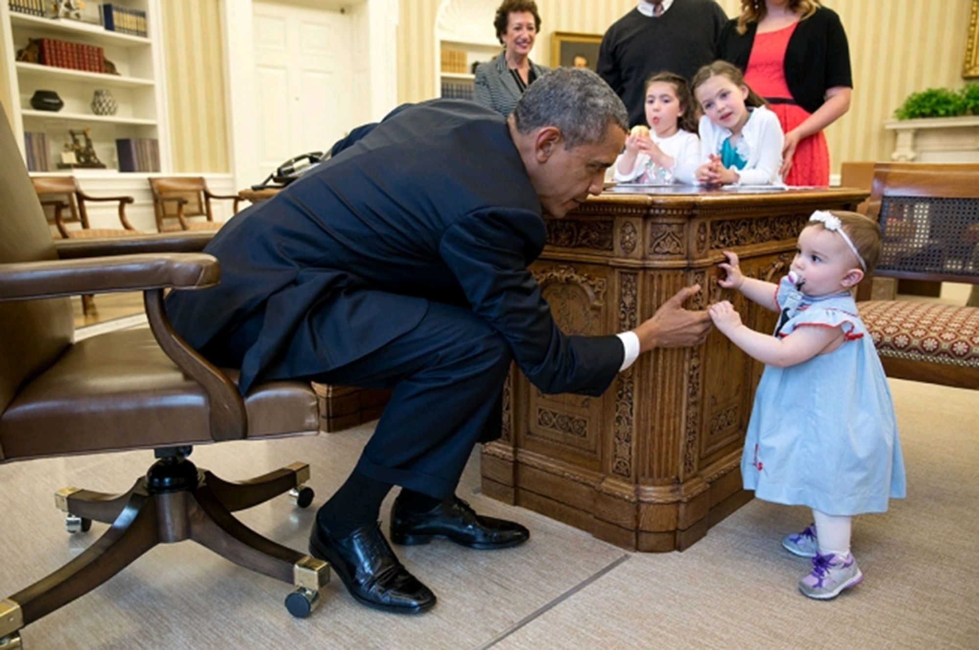 teacher prez obama Bethany Rivard and her daughters, Sage,6 and Elsa, 5 met President Obama in the Oval Office April 4. Rivard's sister-in-law has been the White House Deputy Press Secretary for the past four years, but last week she resigned to work in the private sector. The family attended Smith's departure meeting.