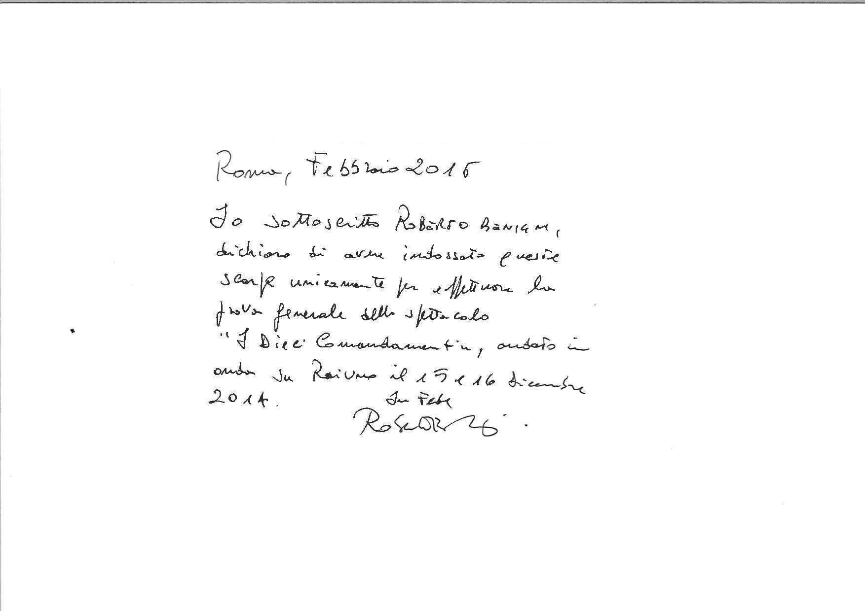 Roberto Benigni_dedica