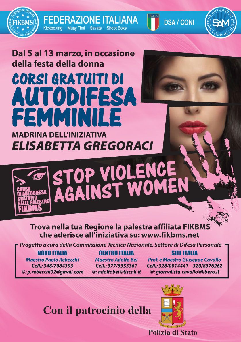 Locandina "Corsi gratuiti di autodifesa femminile"