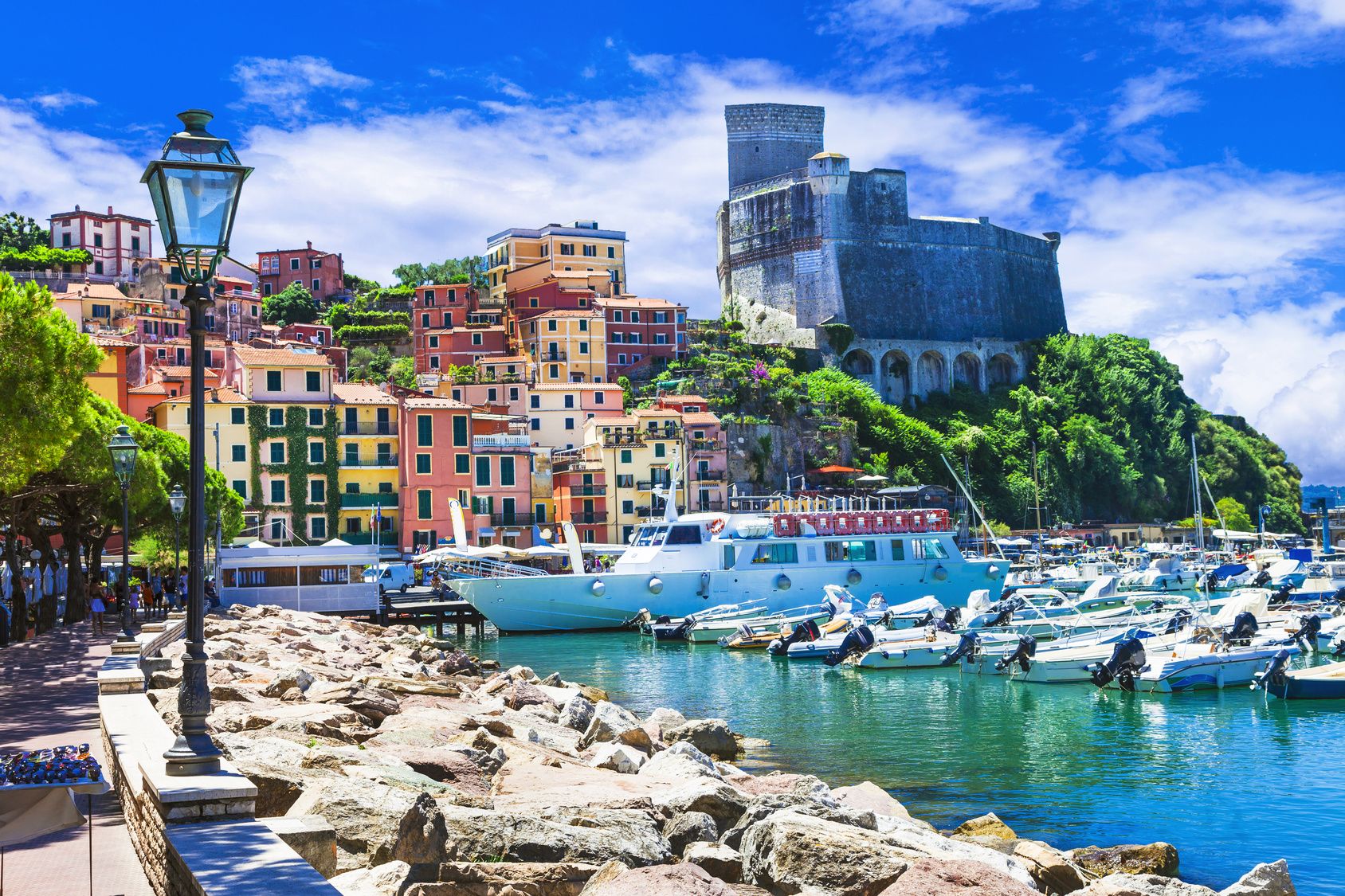 Vivid beautiful town Lerici in Liguria, Italy