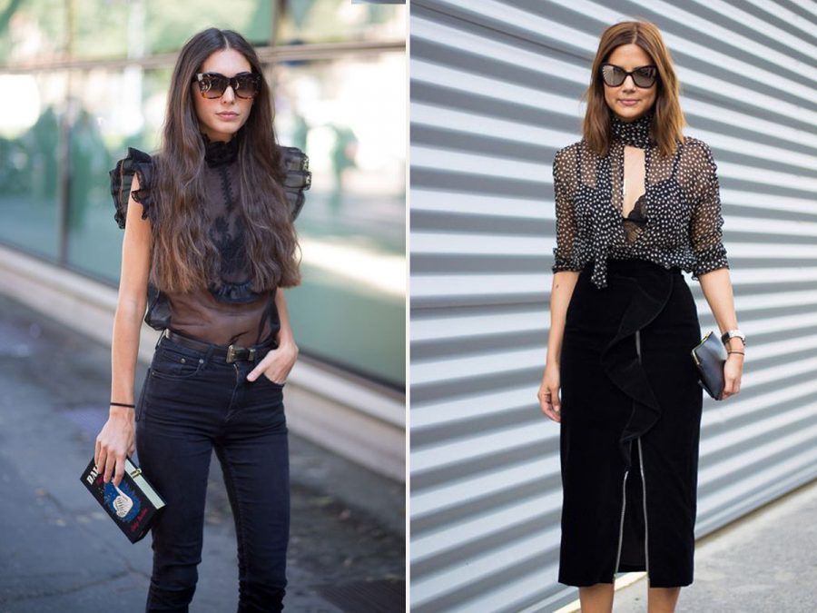 Camicia nera sales trasparente come abbinarla