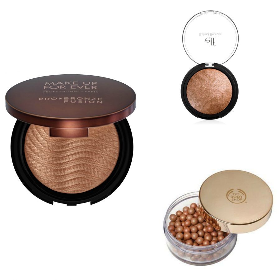 bronzer pro-fusion make up forever; terra cotta elf; perle luminose decollete the body shop