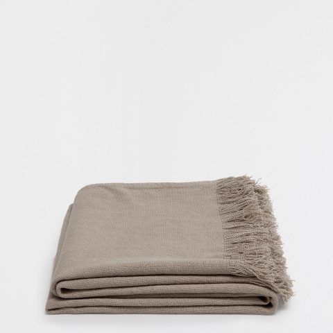 COPERTA LINO TINTA UNITA FRANGE COLOR VISONE - vari colori prezzo 89,99 euro