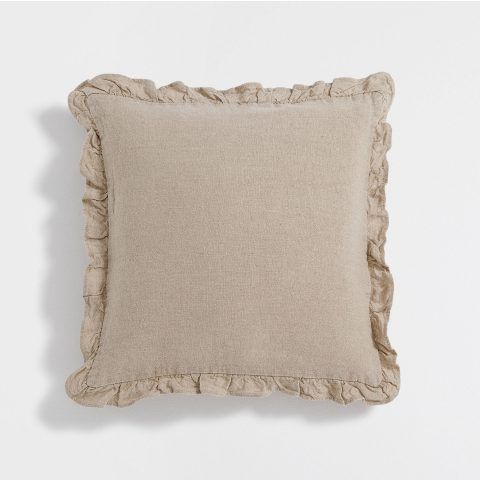 FEDERA DA CUSCINO LINO COLORE NATURALE VOLANT - 40X40 cm prezzo 12,99 euro + imbottitura 3,99 euro