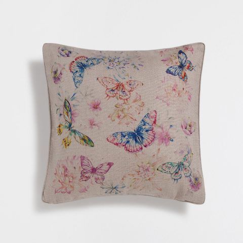 FEDERA DA CUSCINO LINO STAMPA FARFALLA - 40 x 40 cm prezzo, 22,99 euro + imbottitura 3,99 euro