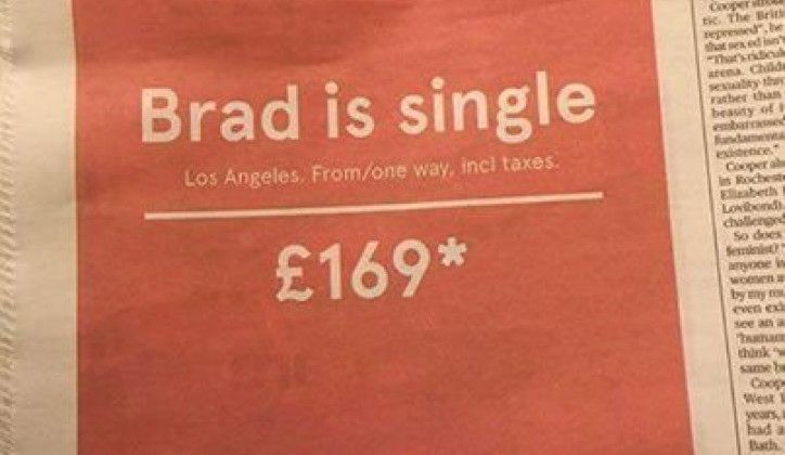 La pagina pubblicitaria Brad is single