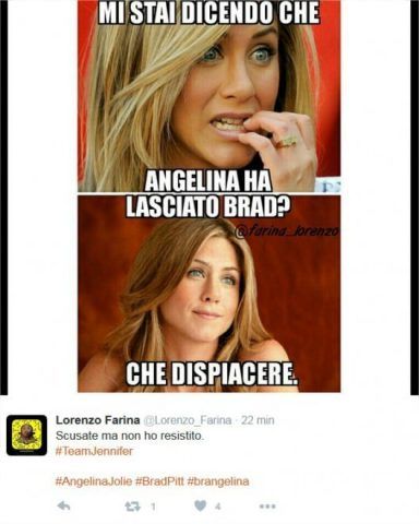 Ricordiamo, infatti, che Brad Pitt divorziò dalla Aniston per stare con la Jolie