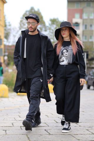 Street Style da Milano Moda Donna primavera-estate 2017, primo giorno: Federica Esse e Gregorio Perrucci