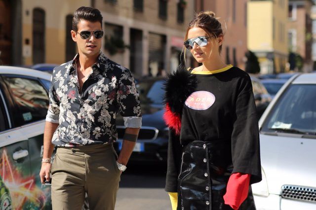 Milano Fashion Week primavera-estate 2017, street style: Frank Gallucci e Veronica Ferraro