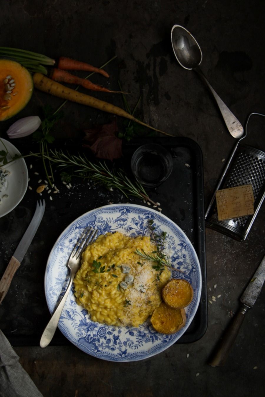 Risotto semi integrale con zucca e roquefort