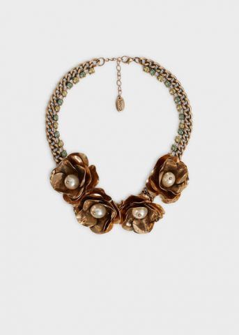 Collana fiori color bronzo e catena 19,90