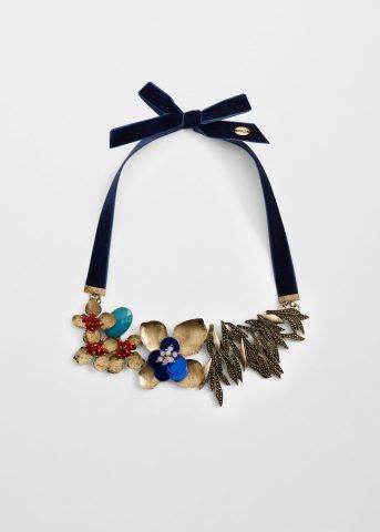 Collana fiori metallici e laccetto in velluto 19,90