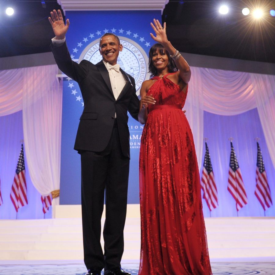 President Obama and first lady Michelle Obama attend an inaugural ball at the Walter E. Washington Convention Center on Monday night.