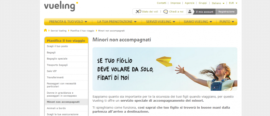 Bambini non accompagnati in aereo, come funziona