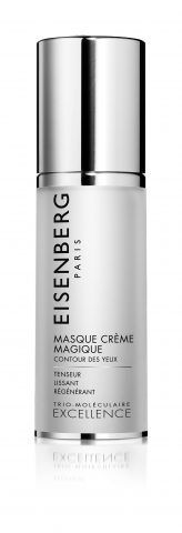 Masque Crėme Magique di Eisenberg è delicata e confortevole e permette di ritrovare istantaneamente uno sguardo riposato. la Formula Tri-Molecolare assicura un’azione anti-età efficace; la caffeina attenua i gonfiori e le occhiaie come per magia e riduce le micro-adiposità localizzate, mentre simultaneamente l’Agente Tensore Biotecnologico distende la pelle e stimola la sintesi di collagene con un immediato effetto liftante.