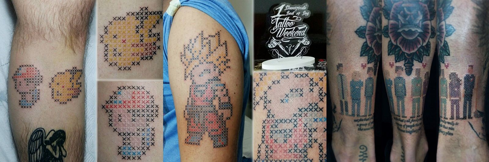 Tatuaggi a punto croce, impazza la moda dei #crossstitchtattoo