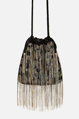 Borsa a secchiello con frange e paillettes 59,95 €
