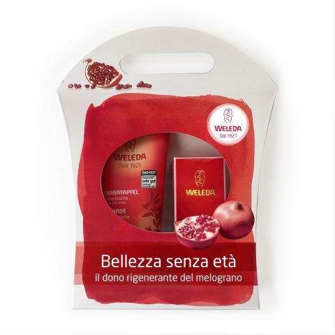Weleda Trattamenti al melograno, bellezza senza età con doccia cremosa, crema mani rigenerante. 18.50 euro.