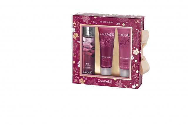 Caudalie, COFFRET THE DES VIGNES: Eau Fraiche Thé des Vignes – Gel Douche Thé des Vignes – Soin Corps Nourissant. 25,20 euro.