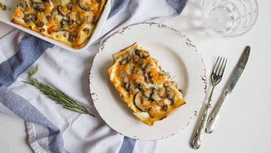 Lasagne con zucca e funghi