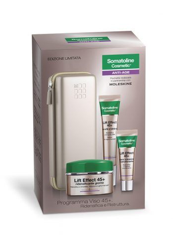Somatoline Cosmetics anche per Natale 2016 rinnova la collaborazione con Moleskine, proponendo il programma viso 45+ che ridensifica e struttura con ridensificante giorno, occhi e labbra e siero ristrutturante, con una pochette da usare come porta trucco.