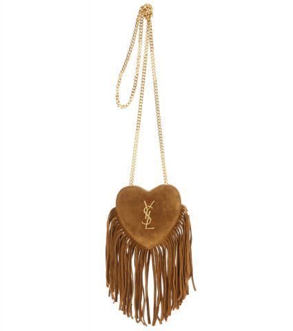 -Borsa a tracolla Love Heart Mini in suede con frange Saint Laurent €483