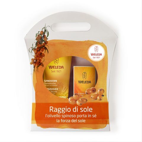 Weleda Trattamenti all'Olivello Spinoso, raggio di sole con doccia cremosa, crema mani. 17 euro.