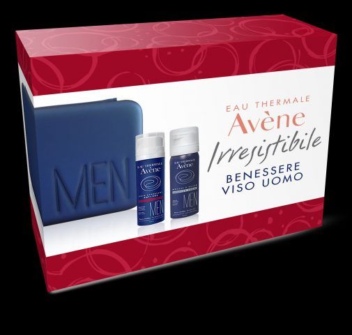 Eau Thermale Avene, Uomo, Trousse Irresistible, trattamento idratante anti età, mousse da barba, trousse. 24.90 euro.