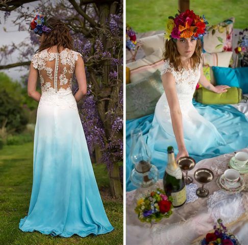 abiti da sposa 2017 dip-dyed: azzurro