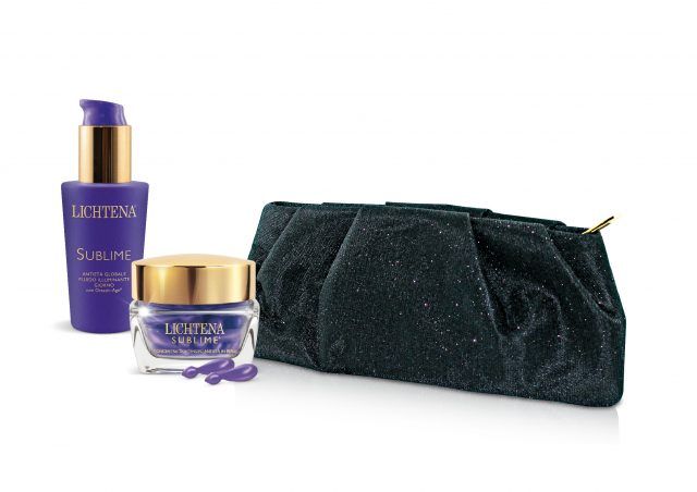 Lichtena per Natale propone anche il cofanetta della linea Sublime, per pelli mature, con elegante pochette in regalo.