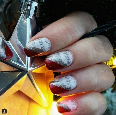 Newspaper Nail Art in stile natalizio