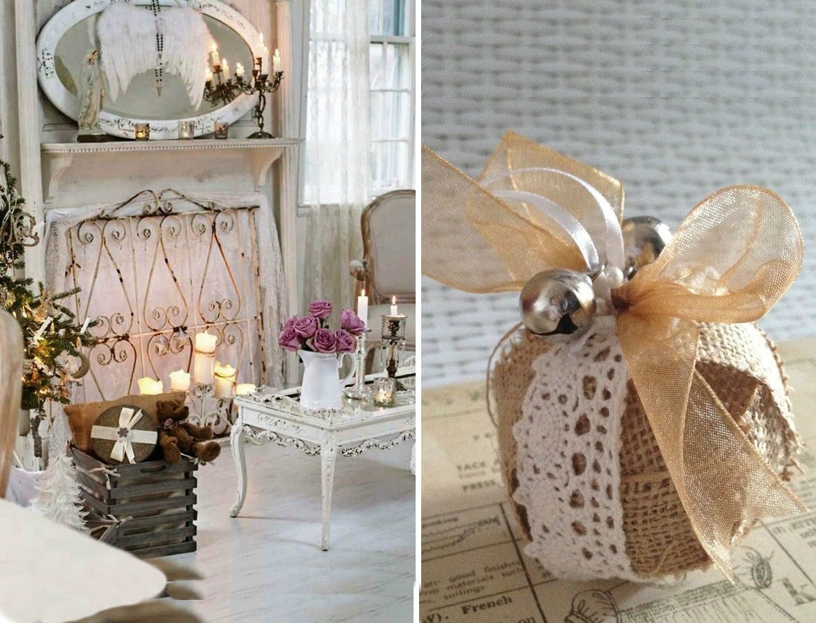 Camino e pallina shabby chic di Natale