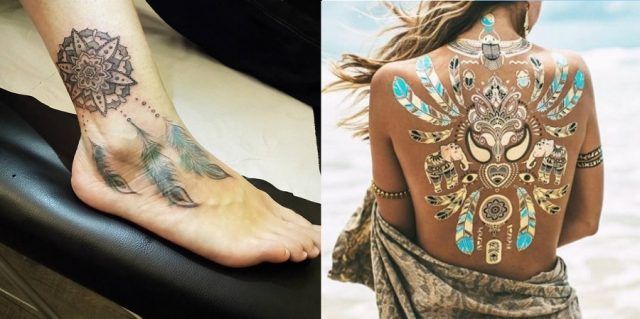Tatuaggi con piume d'aquila