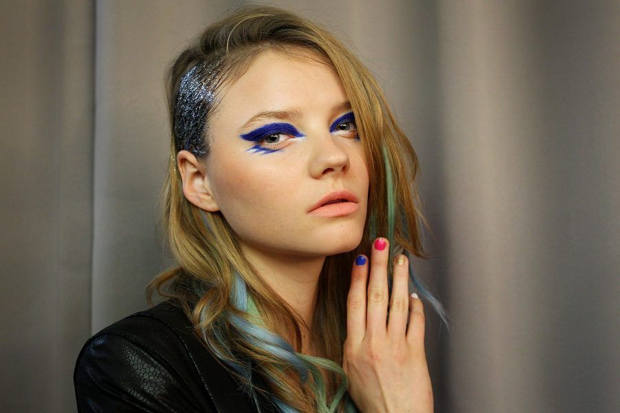 TOKYO, JAPAN - OCTOBER 17: A model poses backstage ahead of the Sretsis show as part of Mercedes Benz Fashion Week TOKYO 2015 S/S at Spiral Garden on October 17, 2014 in Tokyo, Japan. (Photo by Lisa Maree Williams/Getty Images for NARS)