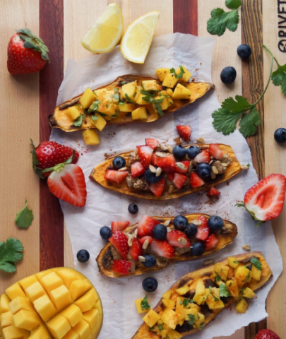 Sweet potato toast con fragole