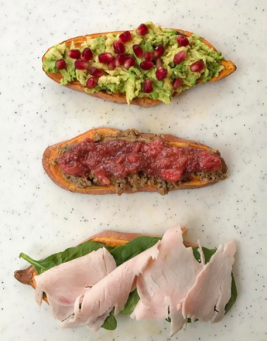 Sweet potato toast con affettati