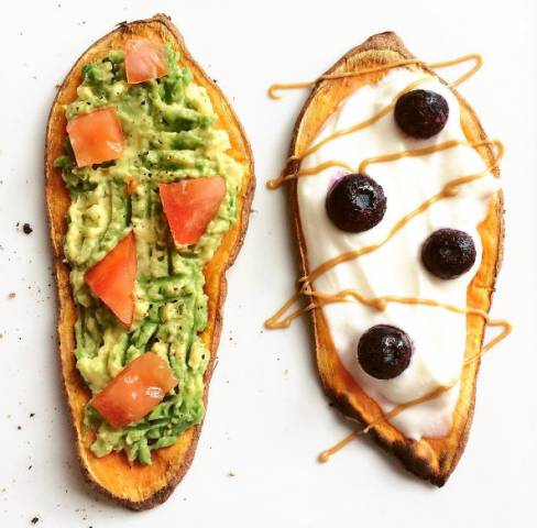 Sweet potato toast con verdure o formaggio