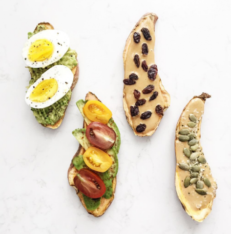 Sweet potato toast con uova soda